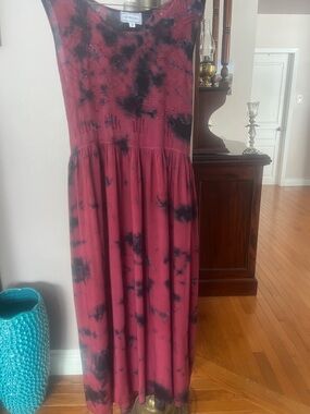 Purple/red and black Tie-Dye Maxi Dress